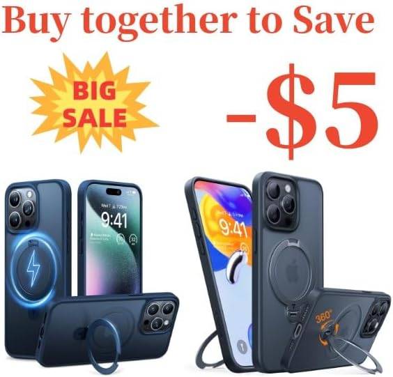 TORRAS Lstand & 360° Ostand Spin Case for iPhone 15 Pro