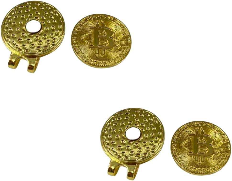 Fun, Crypto Golf Ball Markers Set - Bitcoin Design with Hat Clips (2-Pack)