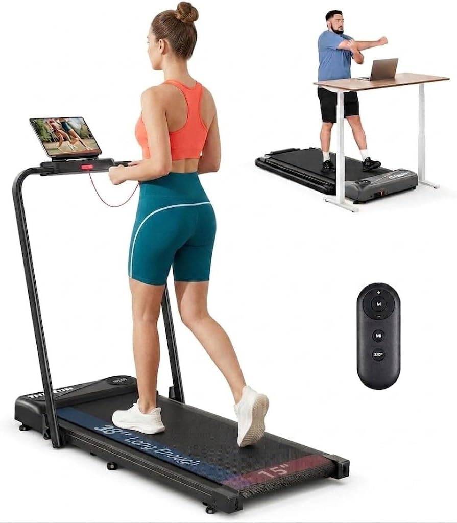 THERUN Walking Pad with Handle Bar, Under Desk Walking Treadmill for Home