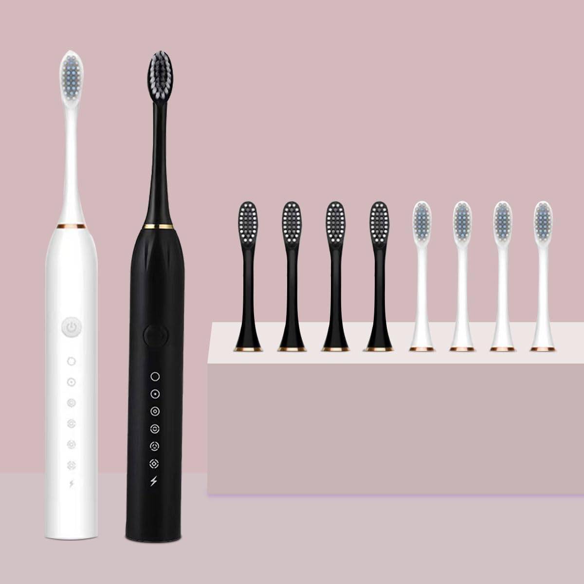 HPLRZXI Two Pack Electric Toothbrush Rechargeable Toothbrushes for Adults and Teens with 8 Brush Heads