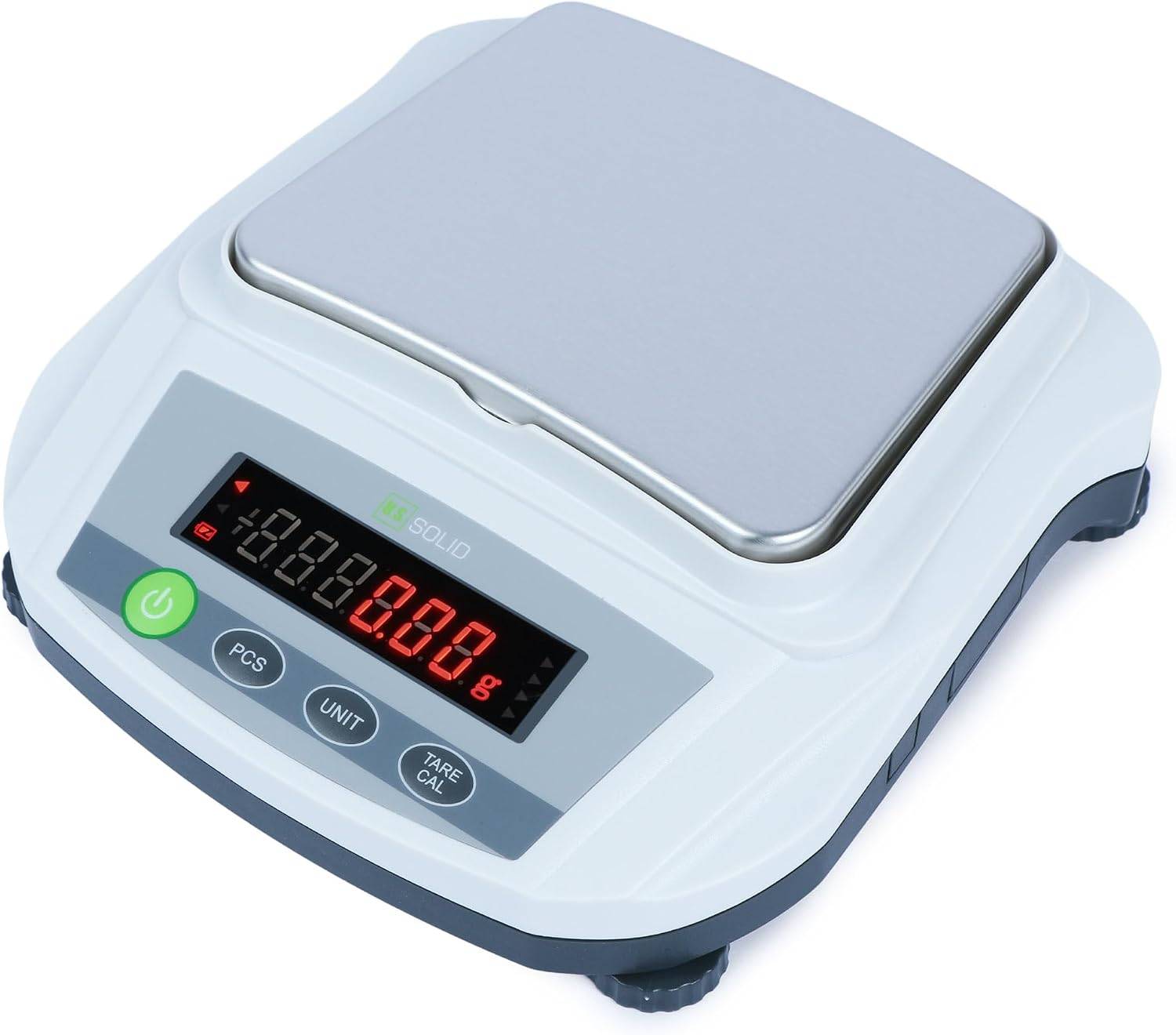 U.S. Solid Analytical Balance, 2000g/4.4lb x 0.01g Digital Precision Scale, Piece Counting, g/ct/oz/lb, 6.2" x 5" Rectangular Pan, 100-240V AC & 4xDC 1.5V Battery, Kitchen, Jewelry