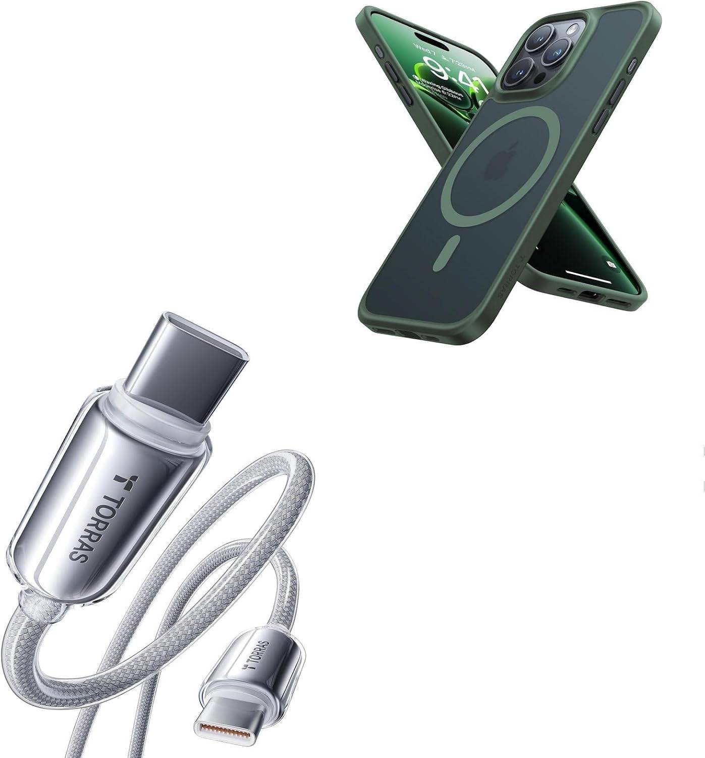 TORRAS iPhone 15 Pro Case with USB C Cable