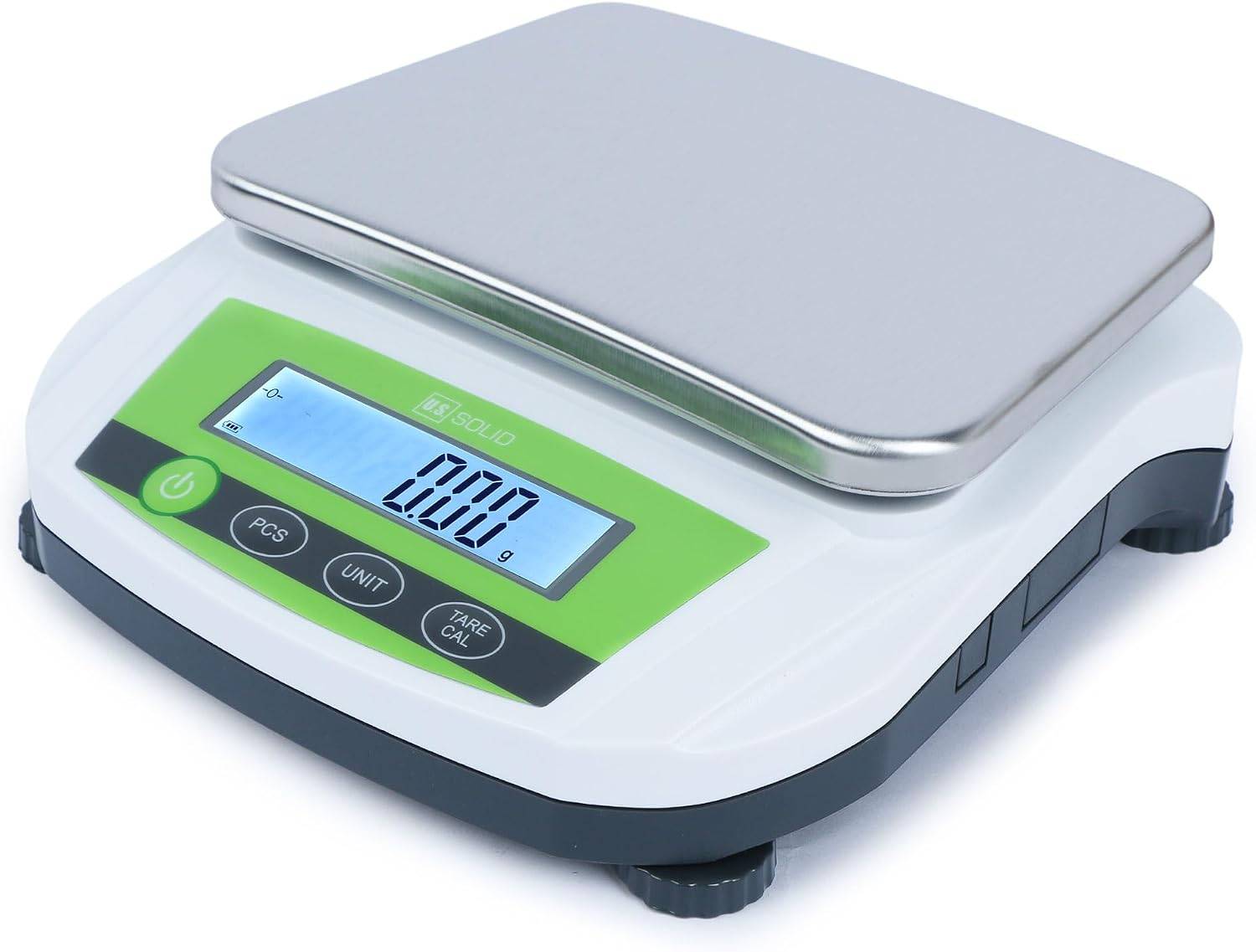 U.S. Solid Precision Balance, 5000g/11lb x 0.01g Digital Lab Scale, 5.6" x 7.6" Rectangular Pan, Piece Counting, 19 Weighing Units, 100-240V AC, Kitchen, Jewelry, Scientific Use