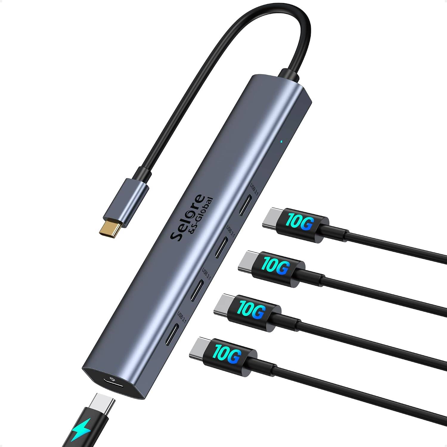 10Gbps USB-C Hub, 5-Port USB-C Splitter with 100W Power Delivery, Multiport Adapter for Laptops, USBC Hub for MacBook Pro/Air M2/M1, iPad, Dell, HP, Samsung