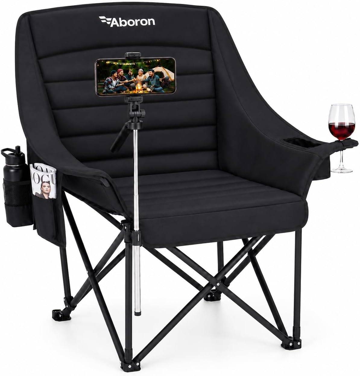 Camping Chairs for Adults, Oversized XXL Padded Folding Outdoor Camp Chair