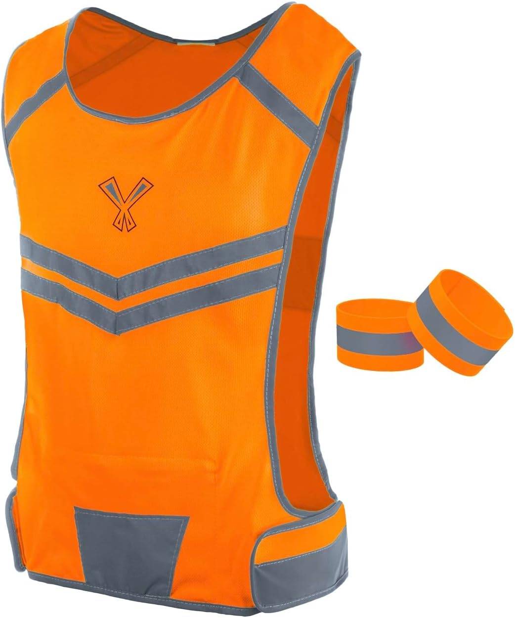 Reflective Safety Vest with Pocket & 2 Bands, High-Visibility Running Vest