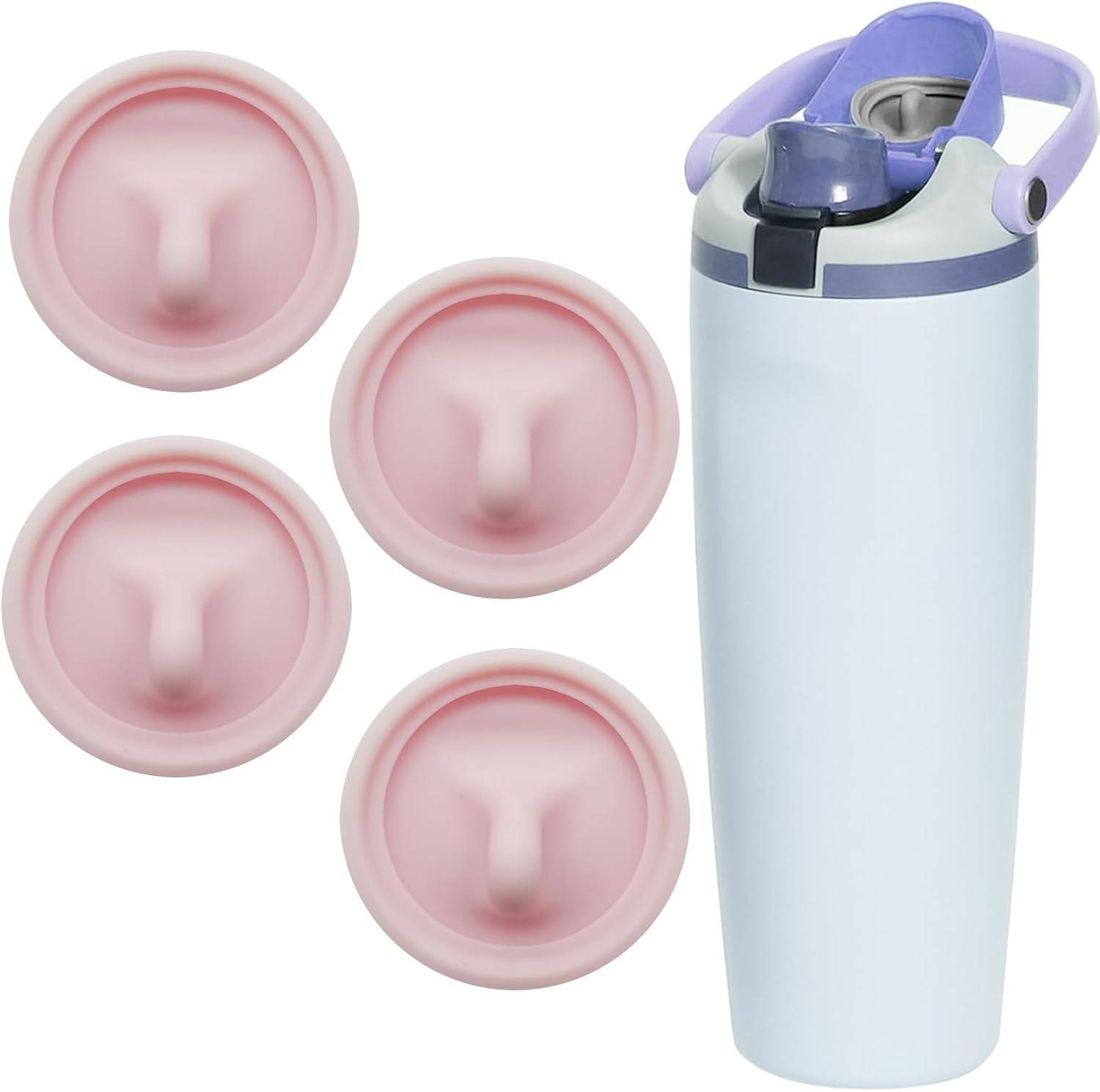4 Pcs Silicone Replacement Stopper for Owala FreeSip Sway 30 oz 40 oz, Water Bottle Top Lid Seal Gasket, Leak-Proof, BPA-Free Accessories, Pink