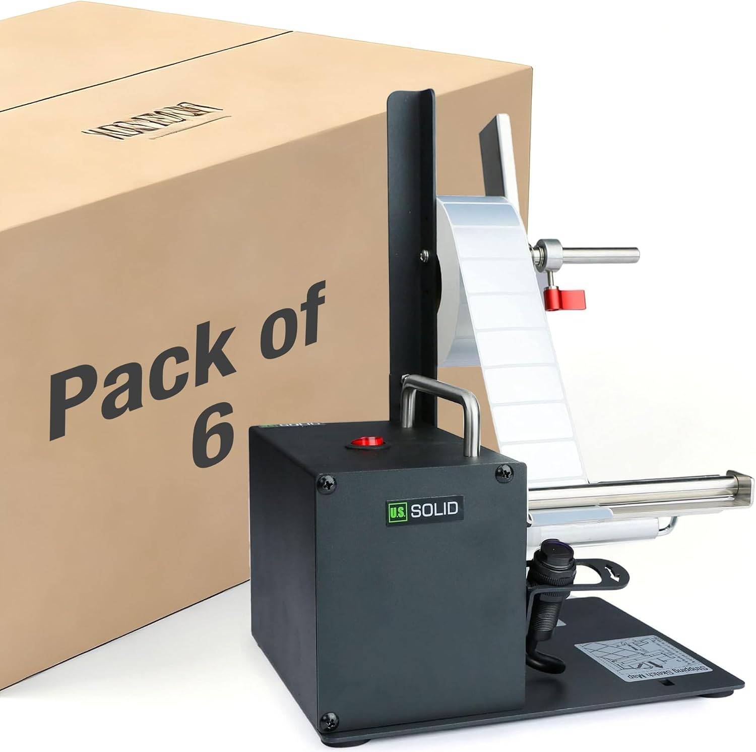 U.S. Solid Automatic Label Dispenser, Aluminum Body, for Translucent and Opaque Labels, 0.4-4.52 in Wide, 0.32-5.11 in Long, up to 1.77 in/s, Single and Multi-Row, for Barcodes and