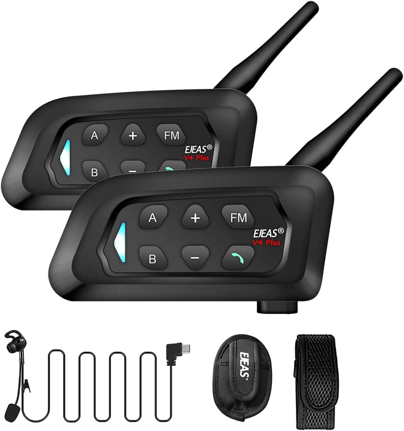 Novamente V4C Motorcycle Bluetooth Intercom Headset Waterproof Communication System for 4 People Within Range of 1500 m, Motorcycle Helmet Intercom Compatible with EUC Remote Contr