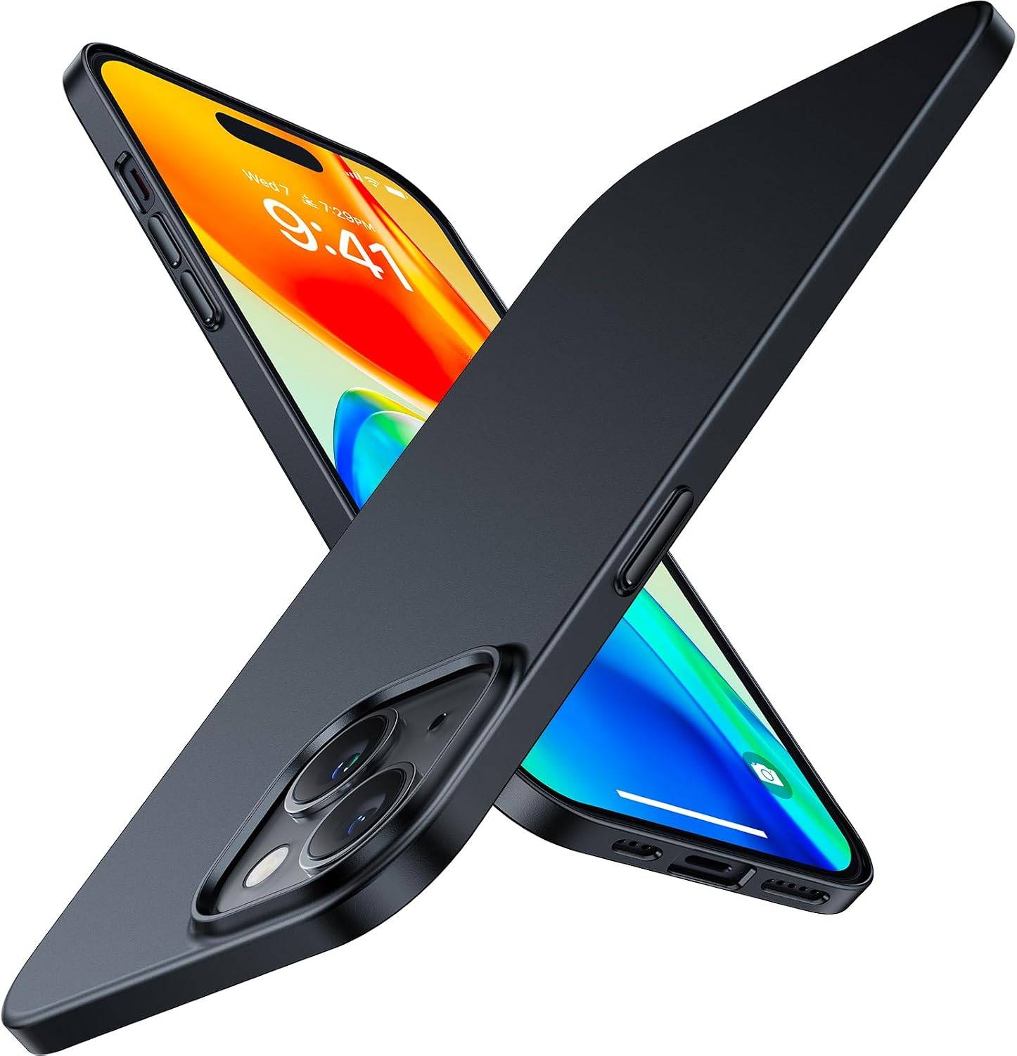 TORRAS Slim Fit Designed for iPhone 15 Case, [Ultra Thin as No Case on][Velvety Touch] Sturdy Protective Cover with Anti-Scratch Hard Plastic Super Slim Phone Case for iPhone 15 (6