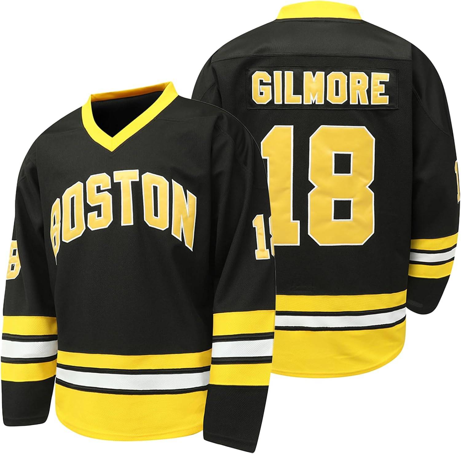 Amzdest #18 Happy Gilmore Stitched Ice Hockey Jersey Movie Party Black-S