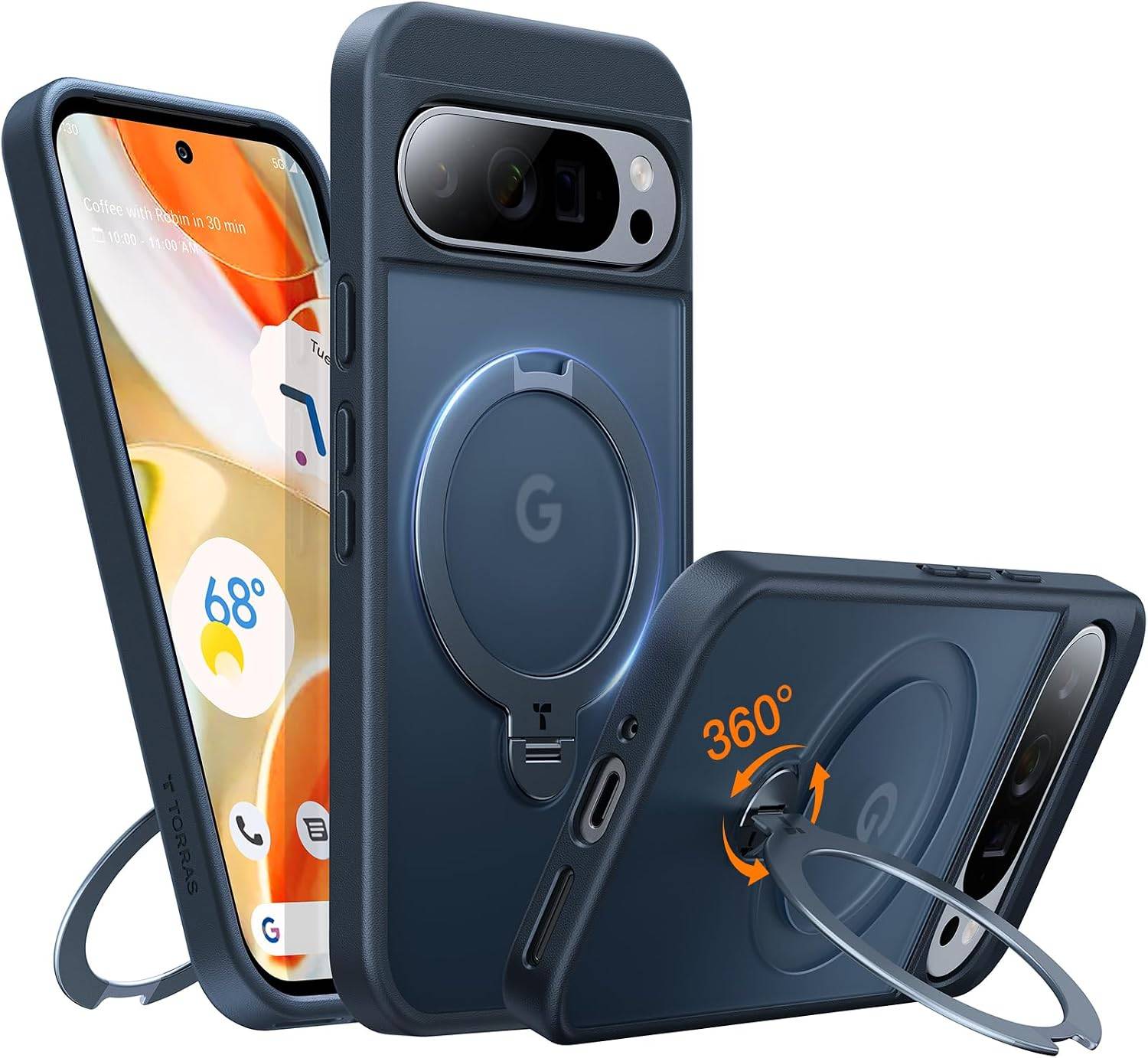 TORRAS 360 Spin Magnetic Stand for Google Pixel 9 Pro XL case Black