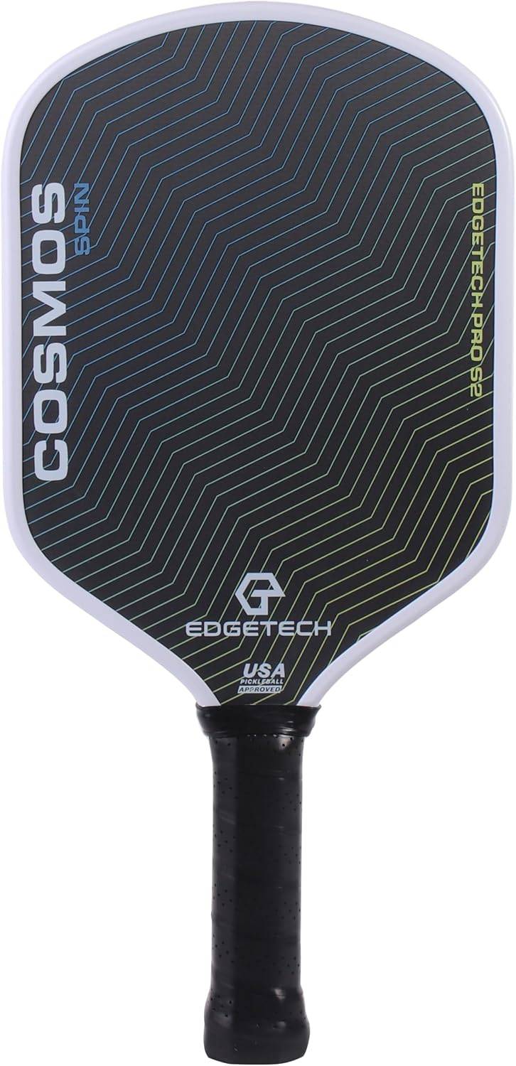Cosmos Spin | Edgetech Pickleball 16mm Paddle + Cover | Dual Layer Surface - Titanium Weave Base - T700 Raw Carbon Fiber Surface | Orbit Grooves for Spin | Space Propulsion Honeyco
