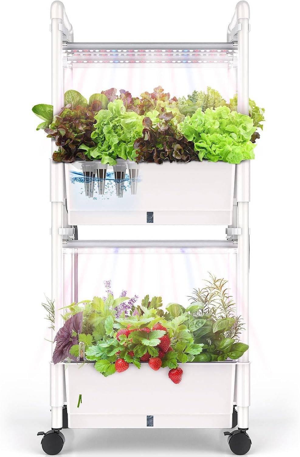 Hydroponics Growing System,AOONEG 28Pods Indoor Herb Garden with LED Grow Light,Hydroponics Growing System Kit with Automatic Timer,Pump System,Adjustable Height,No Seed