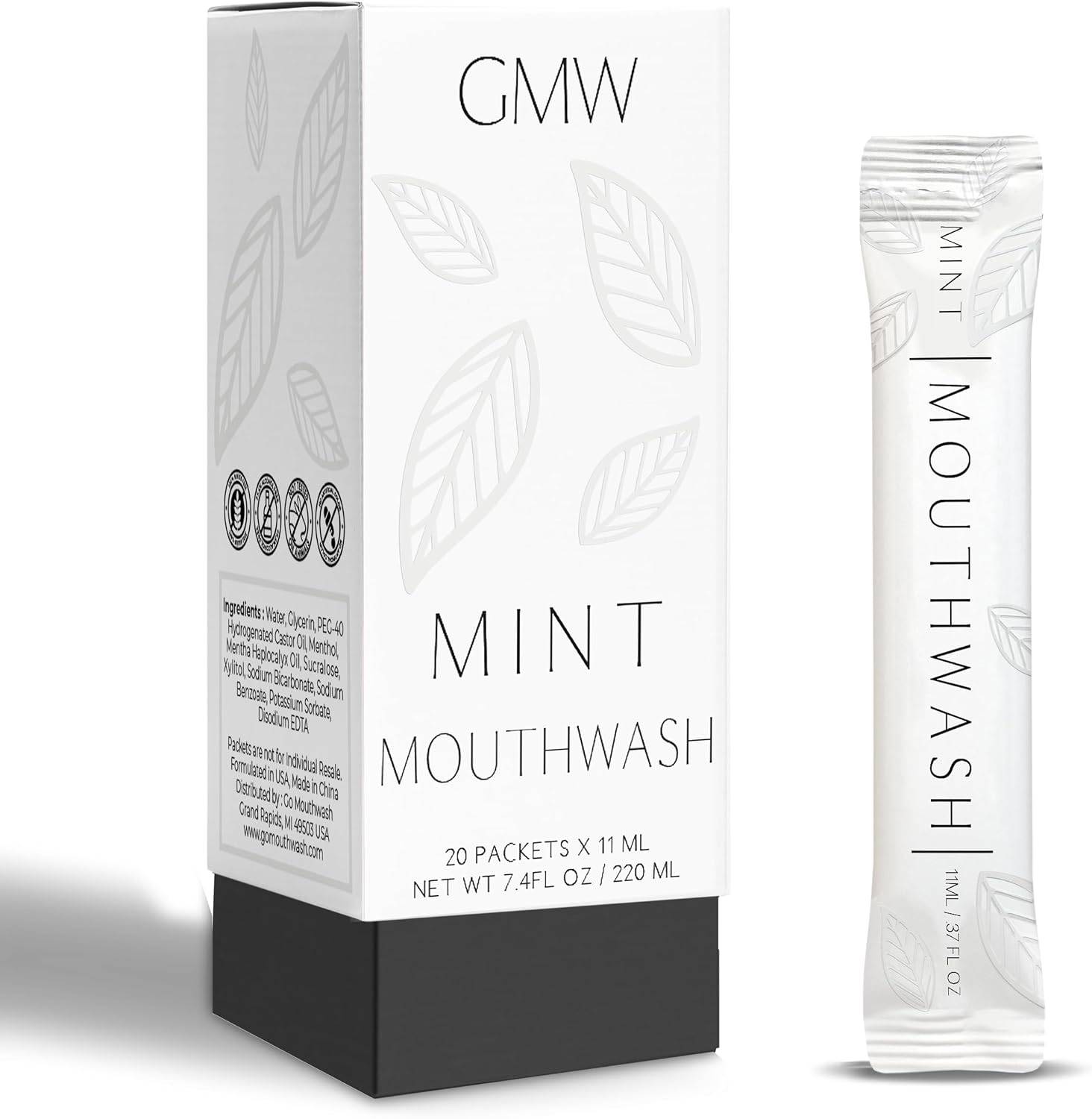 GMW Collection Travel Size Mouthwash Packets - Individual Mini Mouthwash Packets for Fresh Breath - Perfect Travel Size Toiletries for Guest Bathrooms - Alternative to Breath Strip