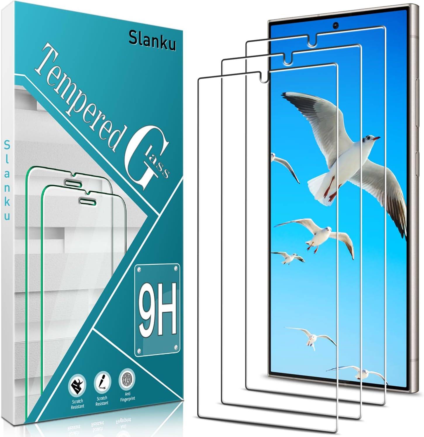 Slanku 3 Pack Screen Protector For Samsung Galaxy S24 Ultra Tempered Glass