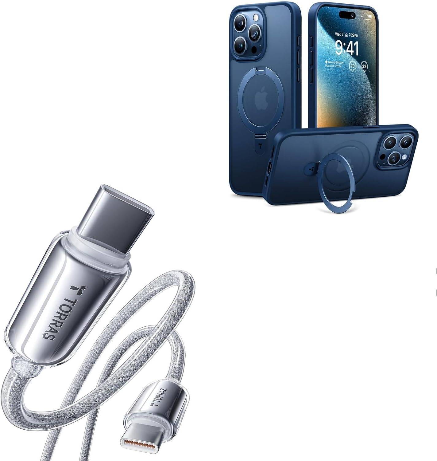 TORRAS iPhone 15 Pro Max Case with USB C Cable