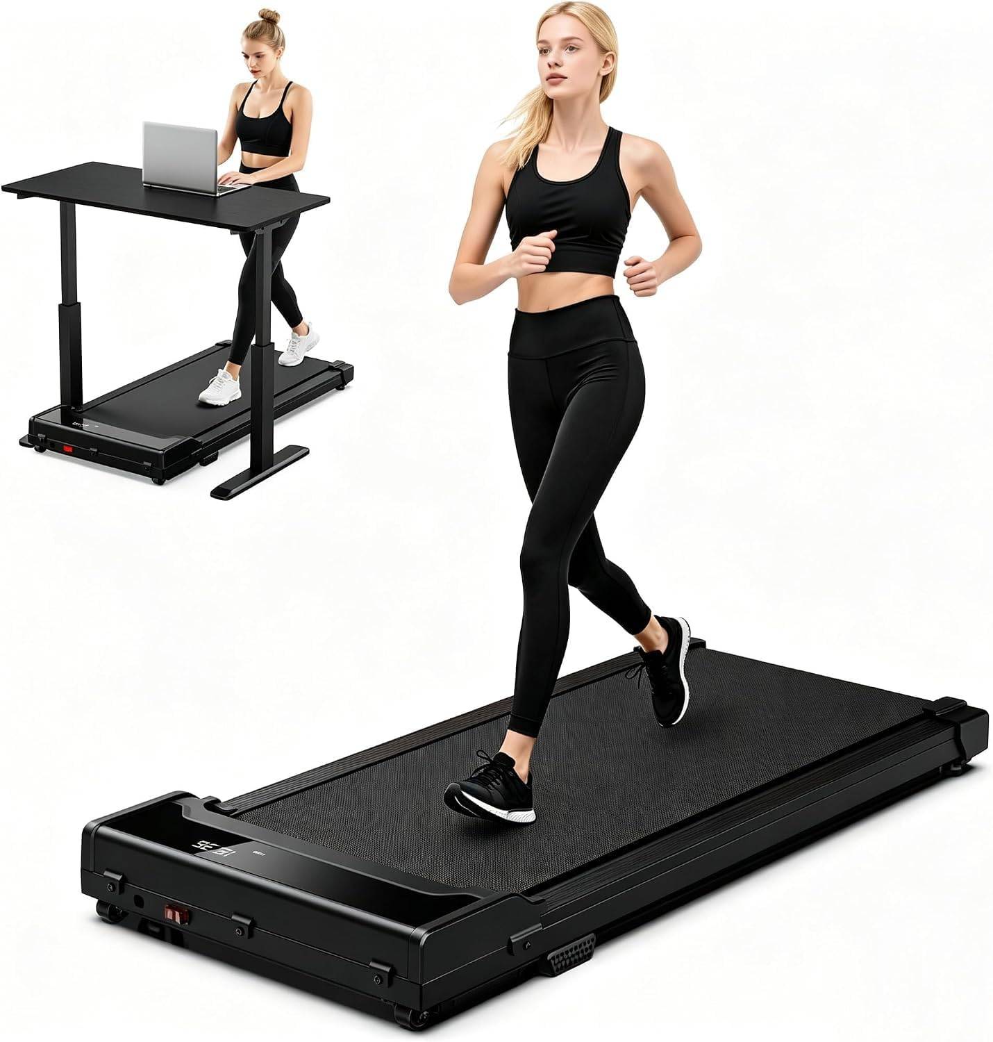 Walking Pad Treadmill for Home - Under Desk Walking and Running with Remote Control Portable Electric Machine Adjustable Slim Compact with 0.6-4.0MPH