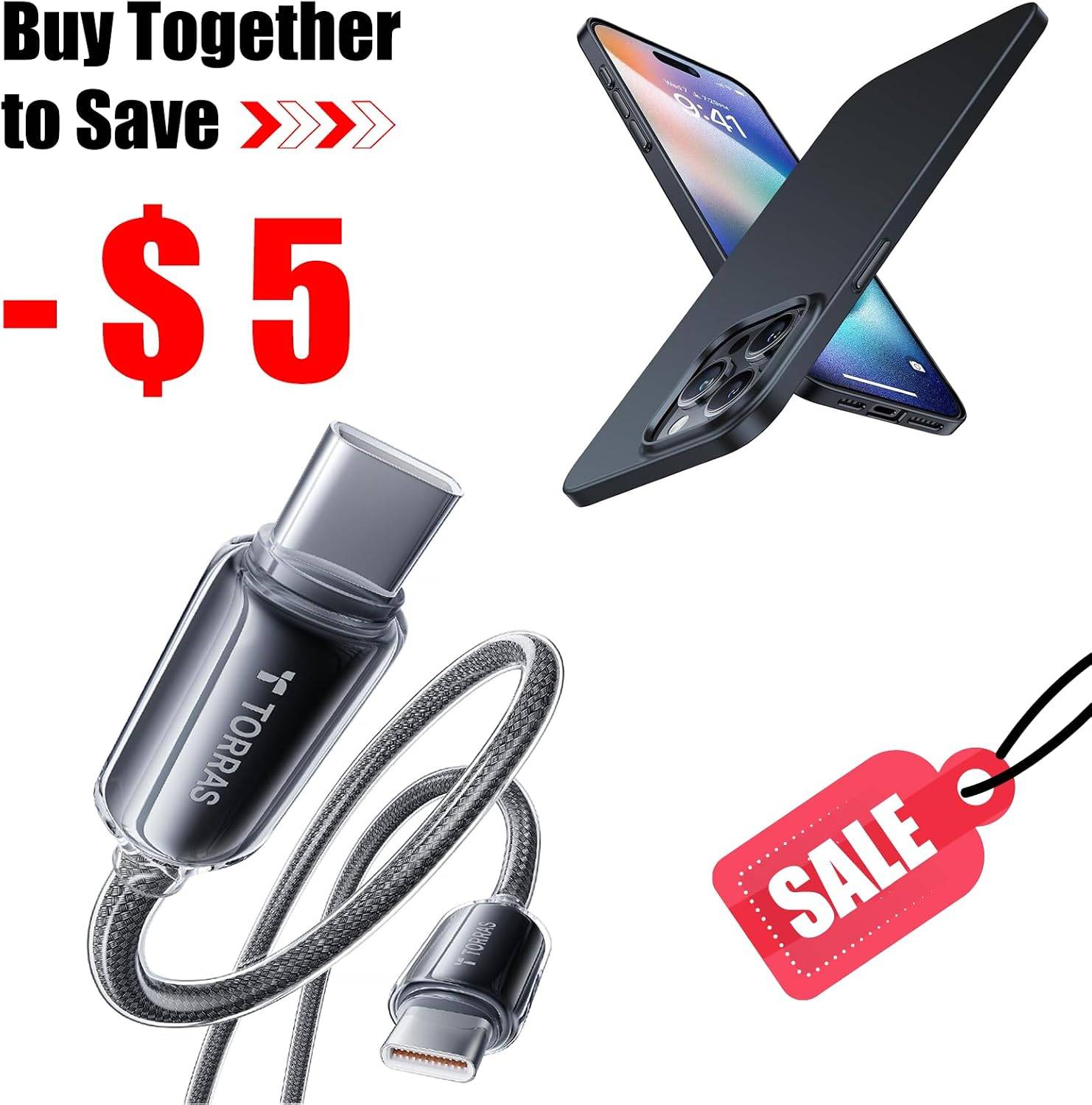 TORRAS iPhone 15 Pro Case with USB C Cable