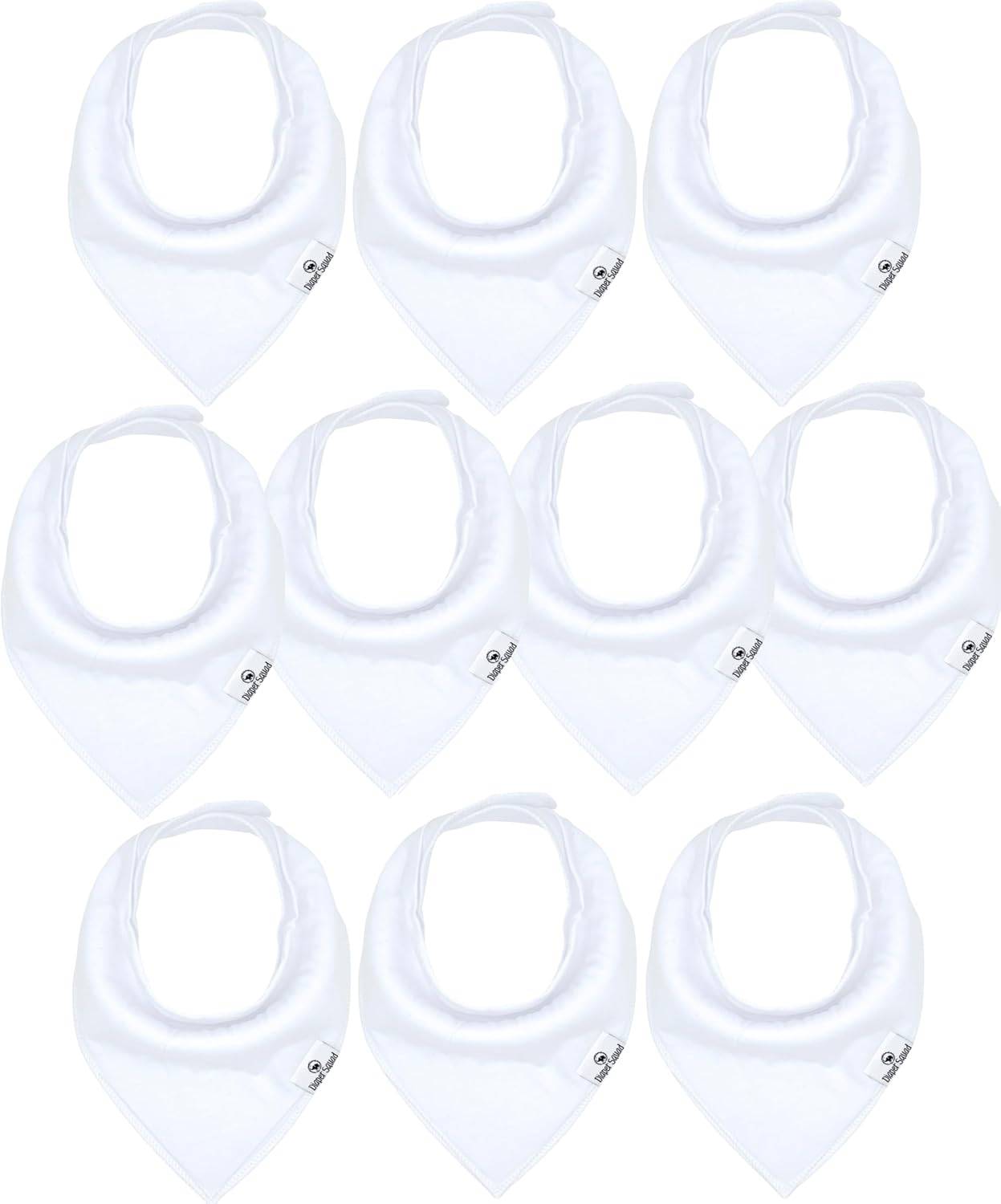 Diaper Squad 10-Pack Organic Cotton Baby Bibs for Baby Boy, Girl