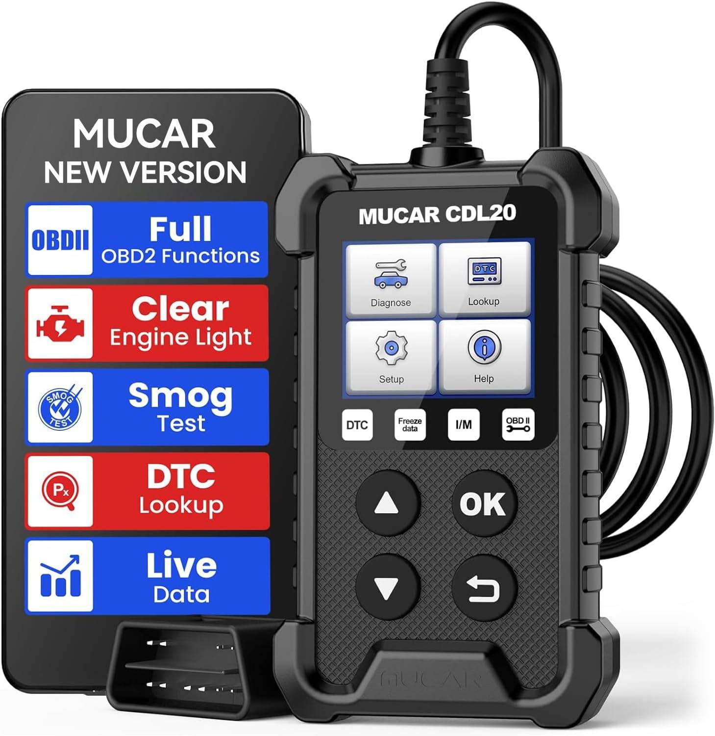 MUCAR CDL20 Universal OBD2 Scanner, Check Engine Car Code Reader with Full OBD2 Functions, Vehicle Info/MIL/EVAP/Freeze Frame/DTC Library, Diagnostic Scan Tool for All OBD II & EOB