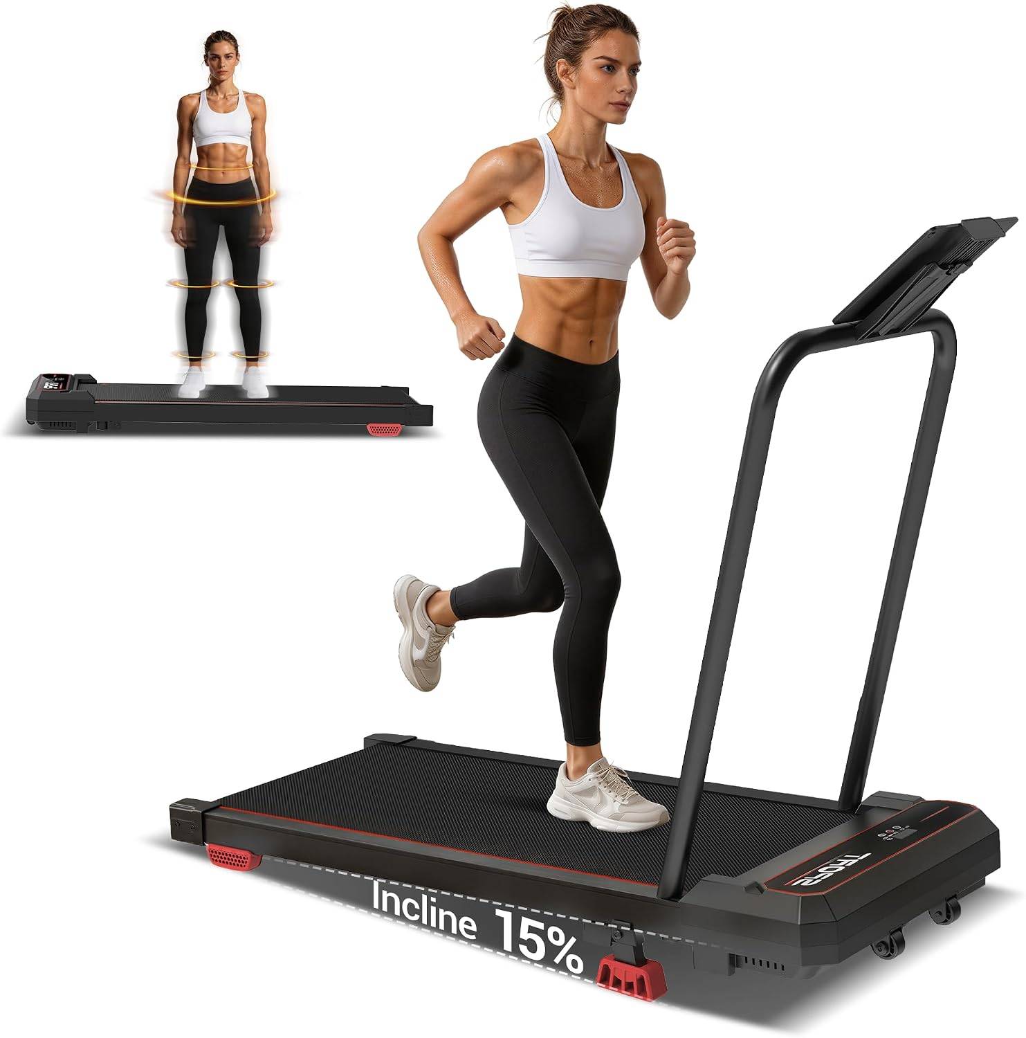 15% Incline Walking Pad with Vibration Plate 3 Vibration Modes