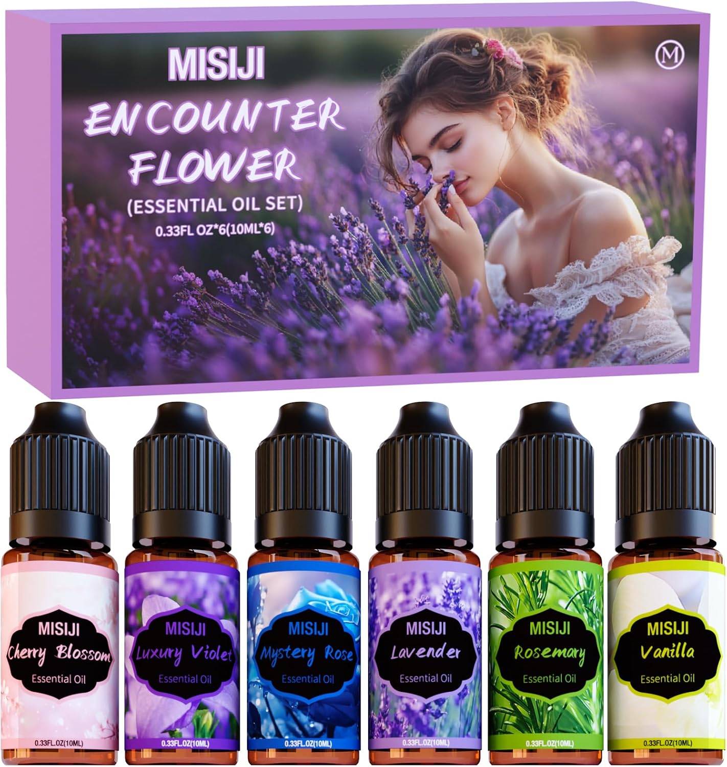 MISIJI Floral Essential Oils Set, Diffuser Oil, 6 x 10 ML