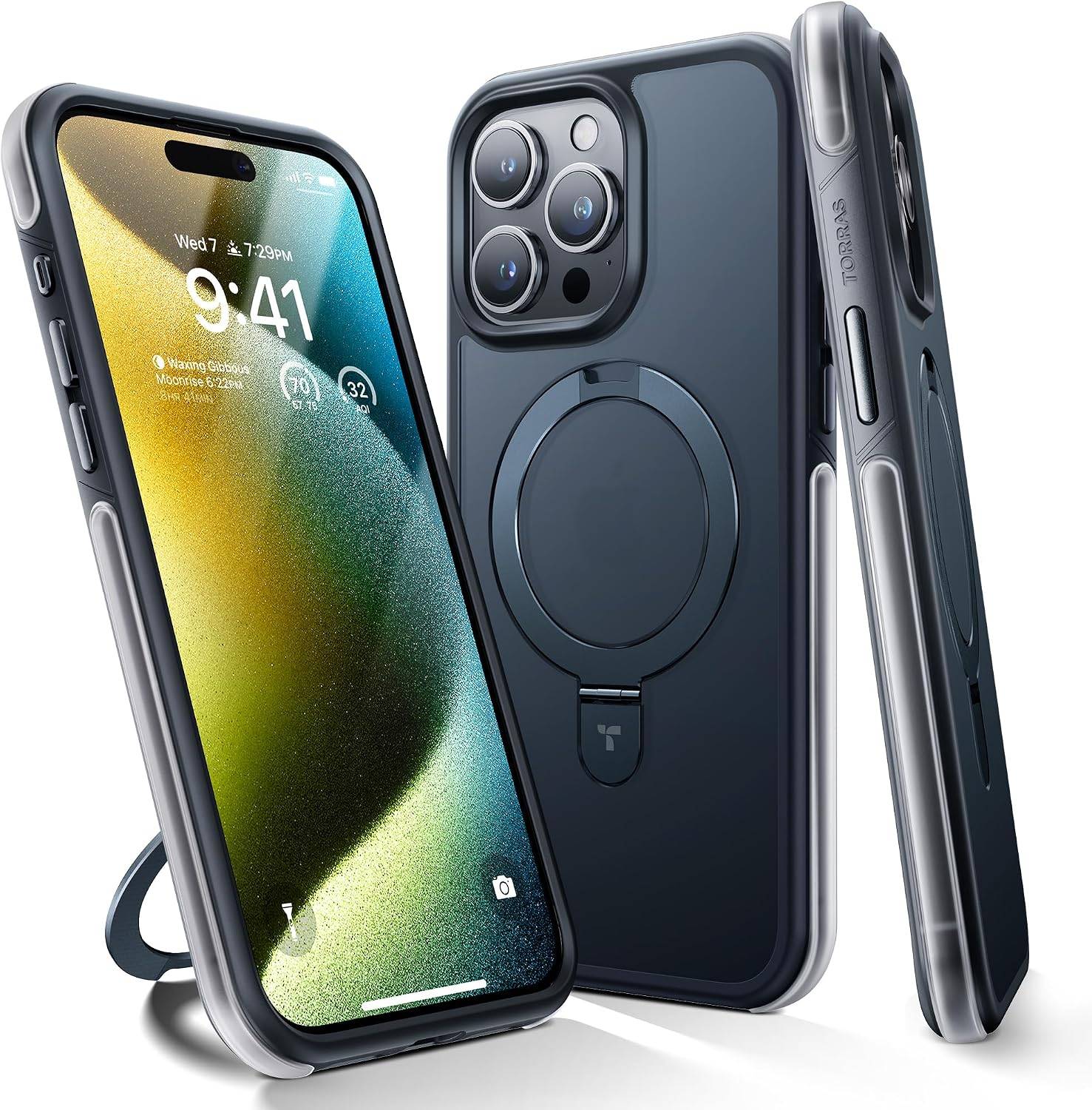TORRAS Magnetic Shockproof & ShieldMate Designed for iPhone 15 Pro Case, [Military-Grade Drop Tested][Compatible with MagSafe], Clear & Black