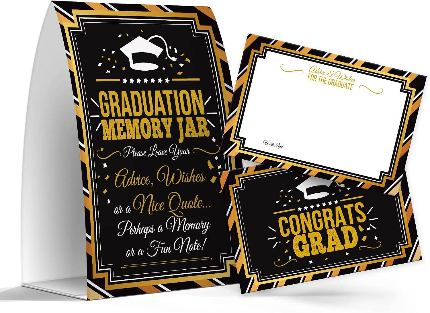Graduation Memory Jar Cards - Pack of 1 Sign And 50 Memory Jar Cards, Graduation Party Supplies 2026(005)