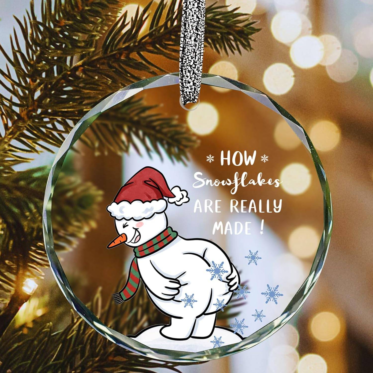 Funny Christmas Ornaments 2025,White Elephant Gifts,Stocking Stuffers for Men Women,Gag Gift for Friends Coworkers Boyfriend Family-How Snowflakes are Really Made