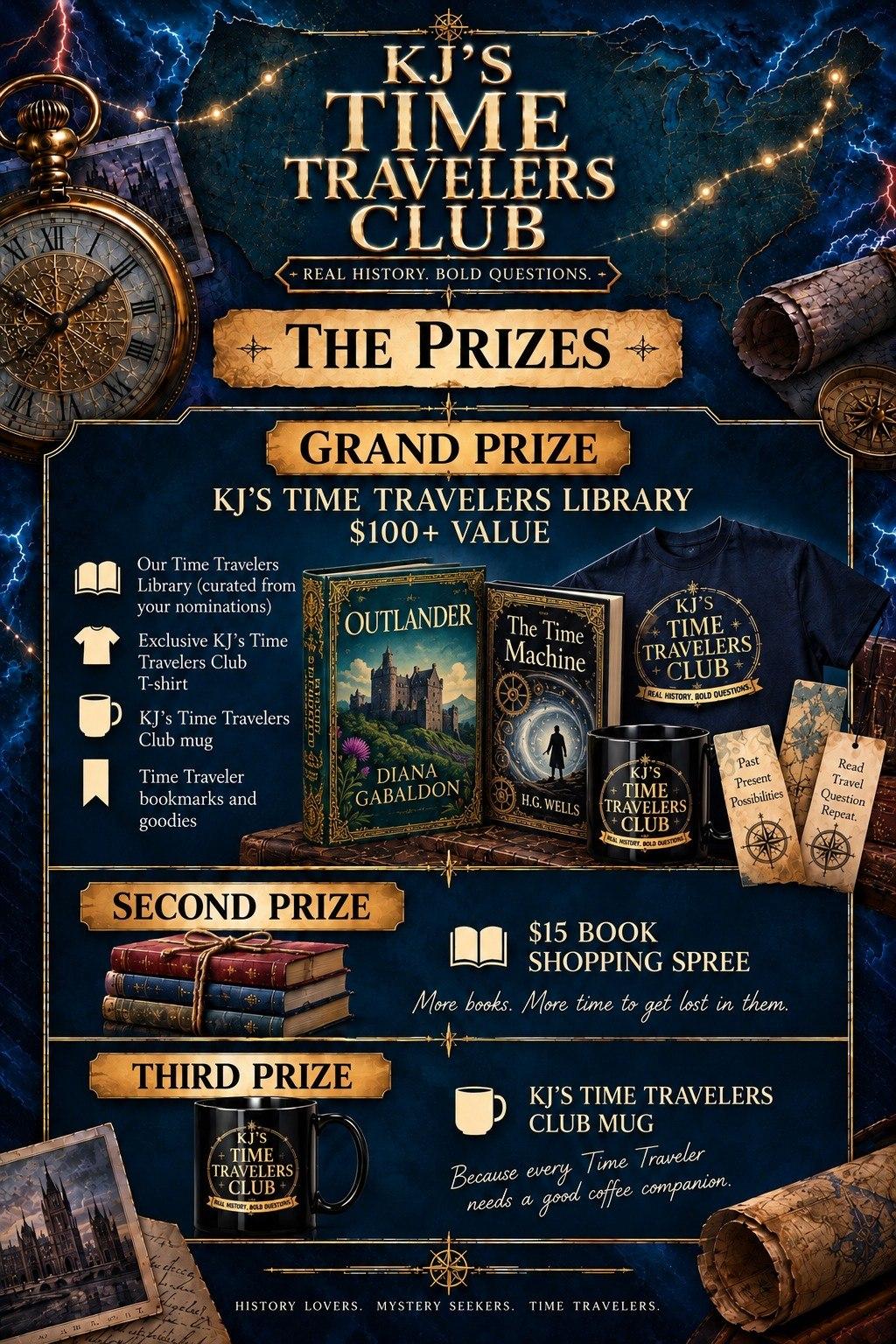 Win KJ’s Time Travelers books and club merchandise