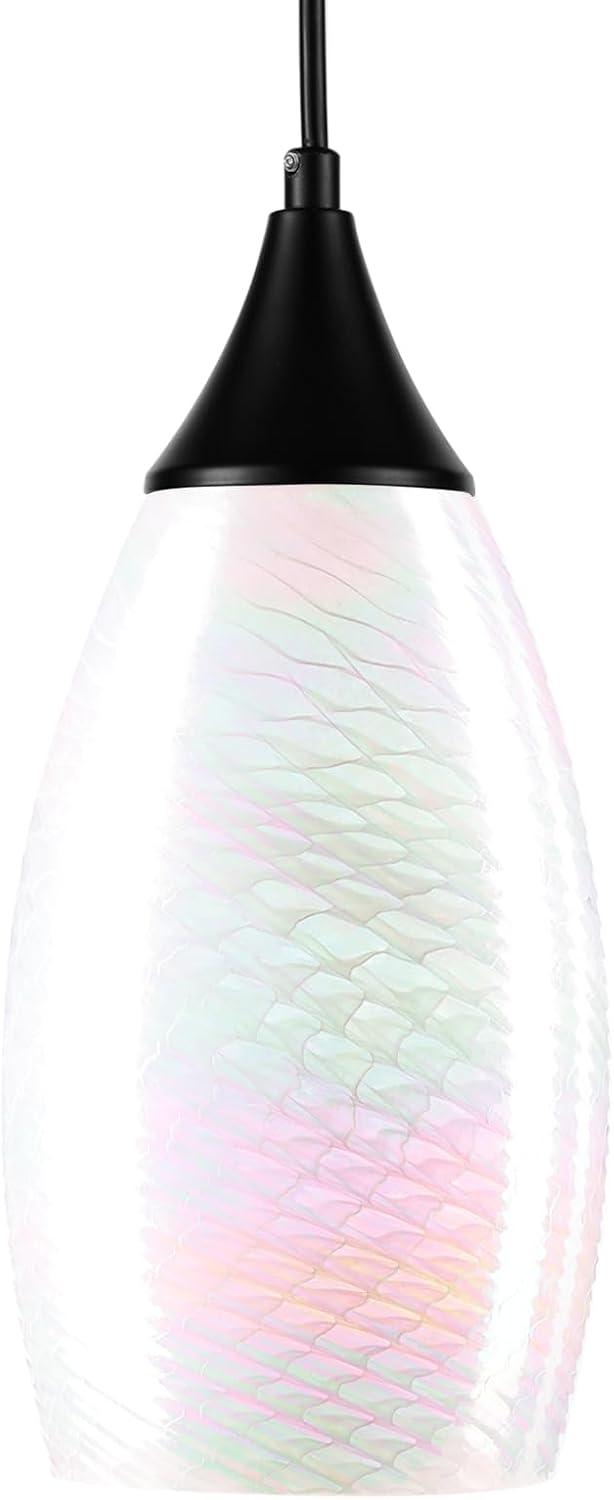 Porseme Plug in Pendant Light with Handcraft Art Glass Shade, White