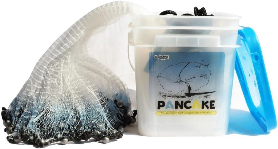 BasicGear® Pancake® Cast Net, 12ft Radius, 1.25 Mesh, 1.25lb, for Bait Fish