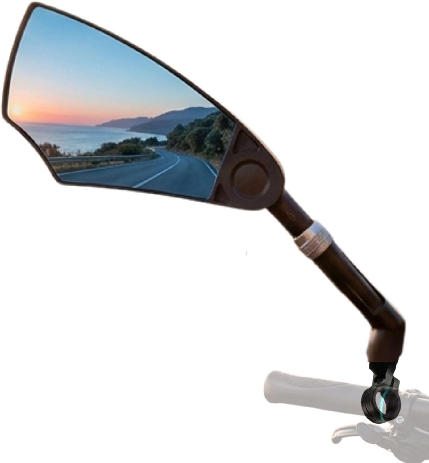 aLLreLi Bike Mirror Left Side with Extendable Arm (5.9–7.9 in / 15–20 cm), HD Convex Glass Rear View Mirror, 360° Rotatable Mirror for Bicycles & E-Bikes, Fits 20–25 mm Flat Handle