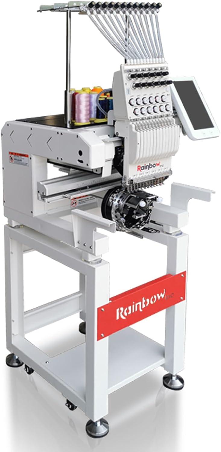 RainbowEmb Computerized Embroidery Machine, Model RBE2235-A12 Commercial 22*35cm (8.66*13.78 inches) Working Area 12 Needles Embroidery Machine, Available For Hats T-shirts Hoodies