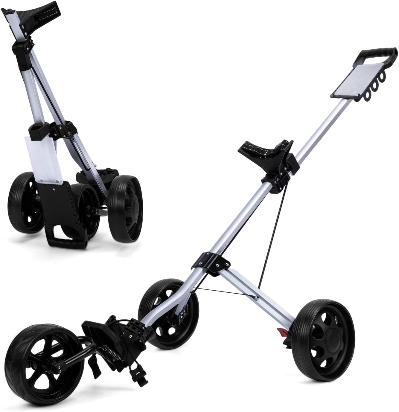 PGM Aluminum Foldable Golf Push Cart with Stable Frame and Foot Brake
