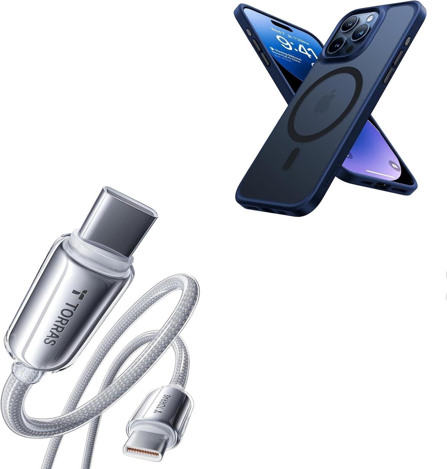 TORRAS iPhone 15 Pro Case with USB C Cable