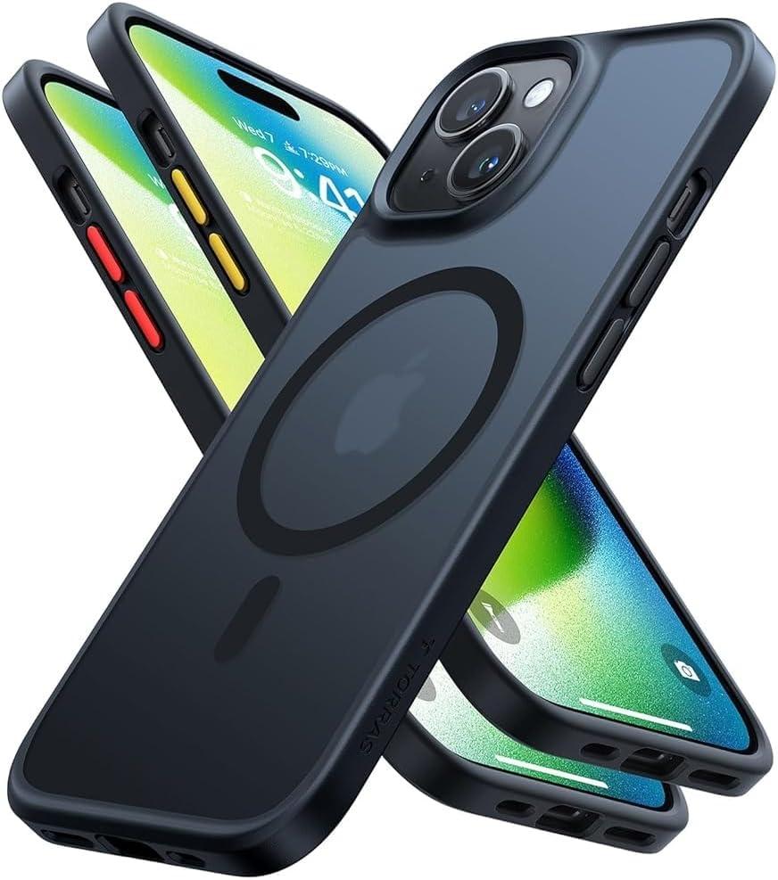 TORRAS for iPhone 15 Case iPhone 14 Case, Magnetic Shockproof, Black