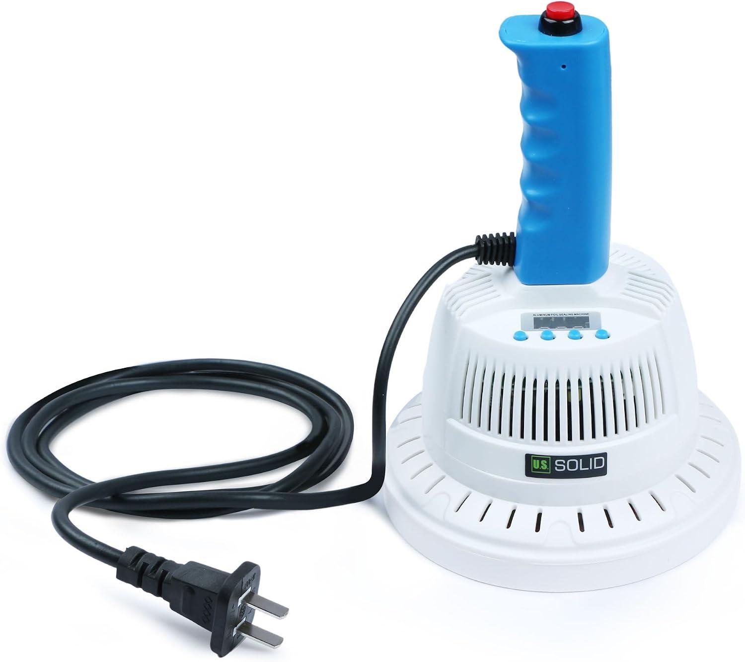 U.S. Solid Handheld Induction Sealer, 20-130mm Adjustable, Portable Electromagnetic Heat Cap Seal Machine for Plastic & Glass Bottles, Power & Time Control, Ideal for Packaging & S