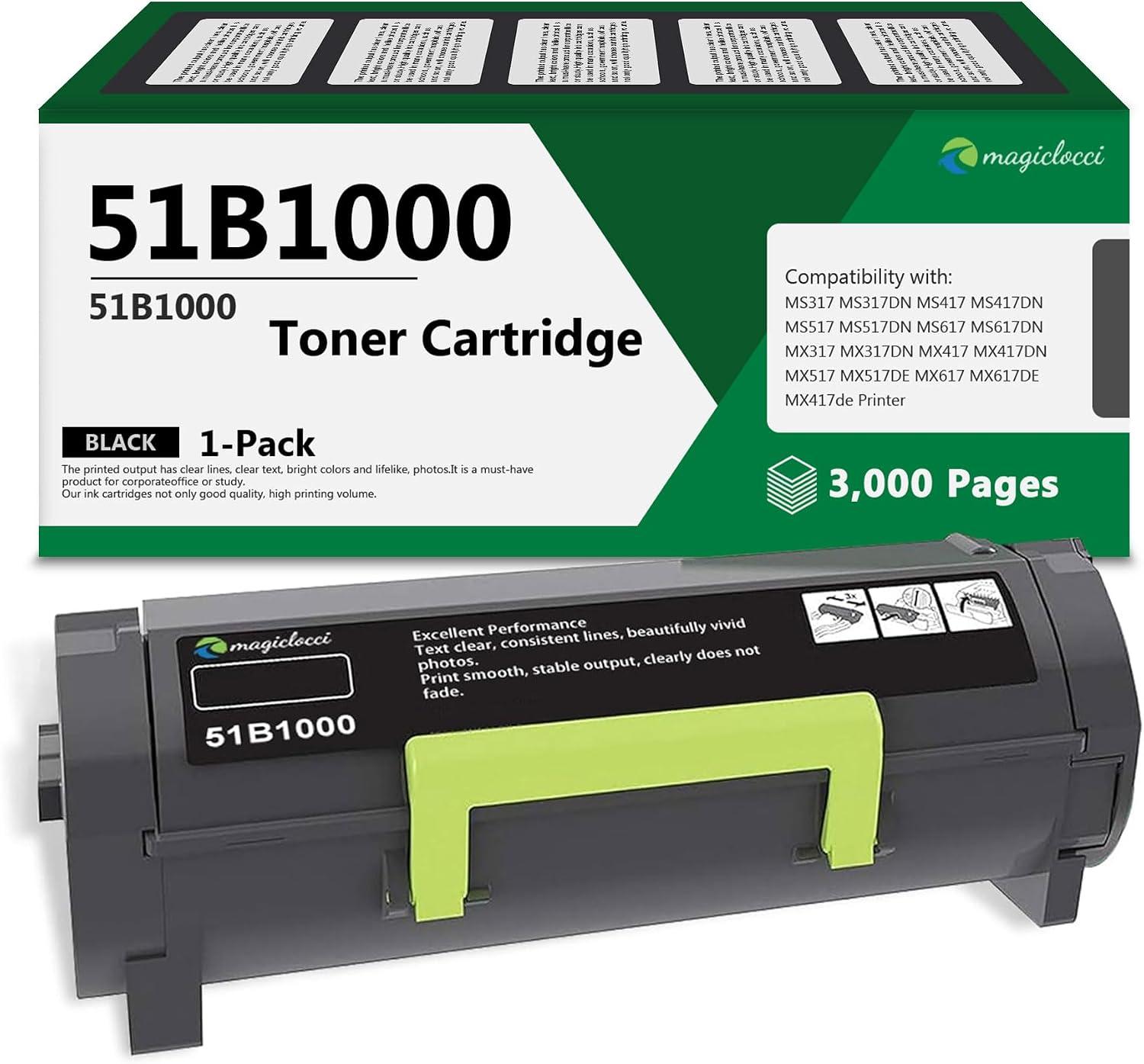 51B1000 Black Toner Cartridge (1-Pack) Replacement for Lexmark 51B1000