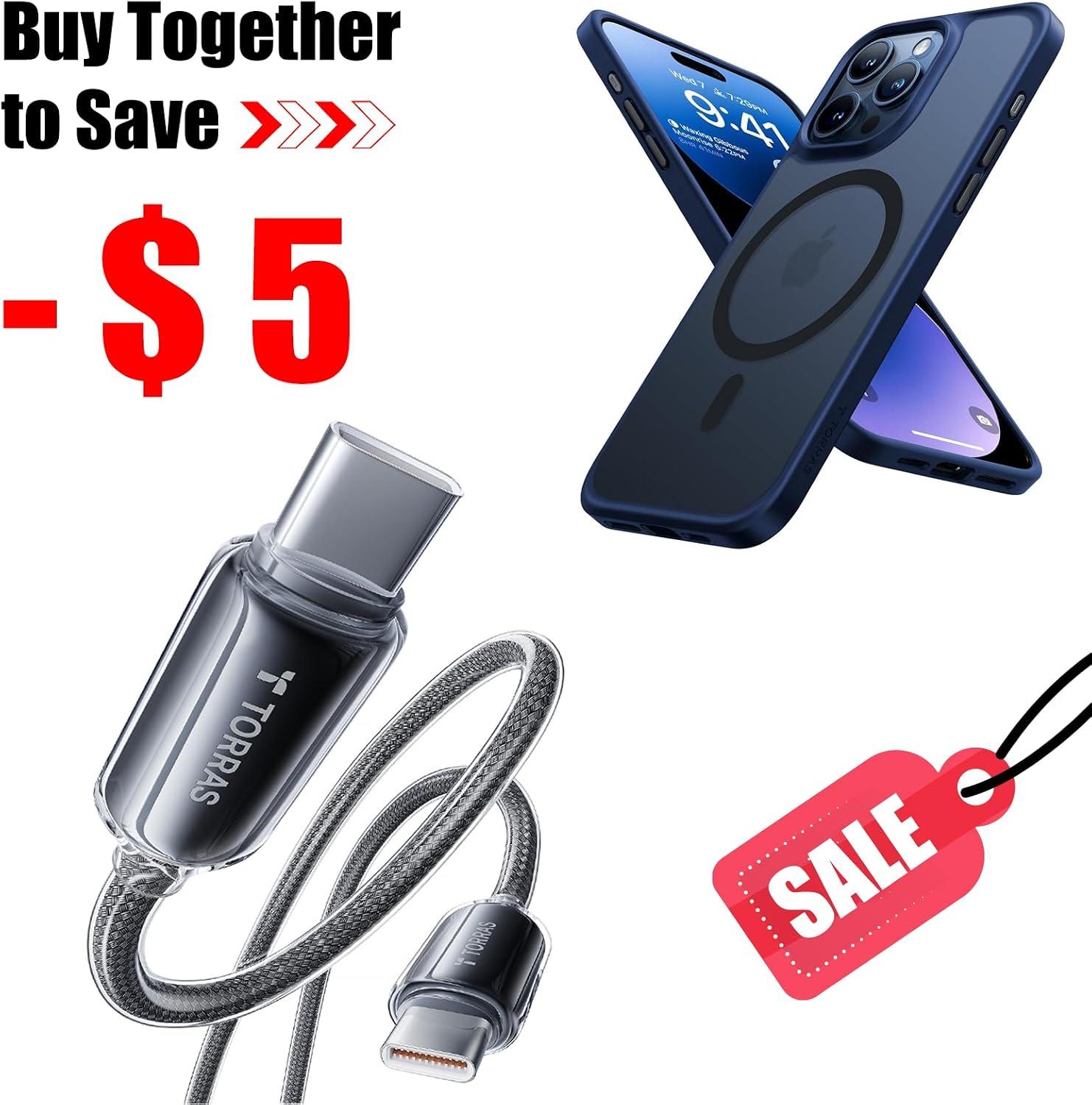 TORRAS iPhone 15 Pro Case with USB C Cable
