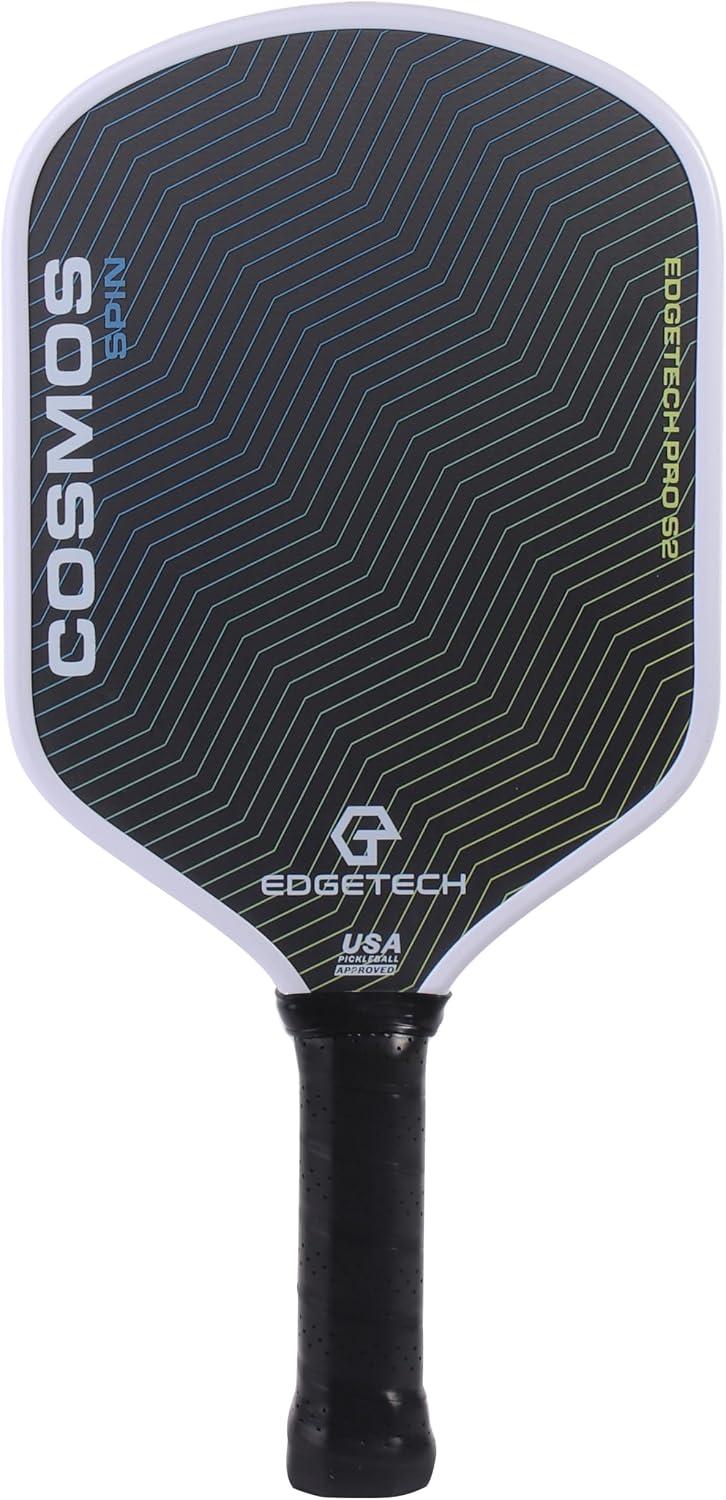 Cosmos Spin | Edgetech Pickleball 16mm Paddle + Cover | Dual Layer Surface - Titanium Weave Base - T700 Raw Carbon Fiber Surface | Orbit Grooves for Spin | Space Propulsion Honeyco