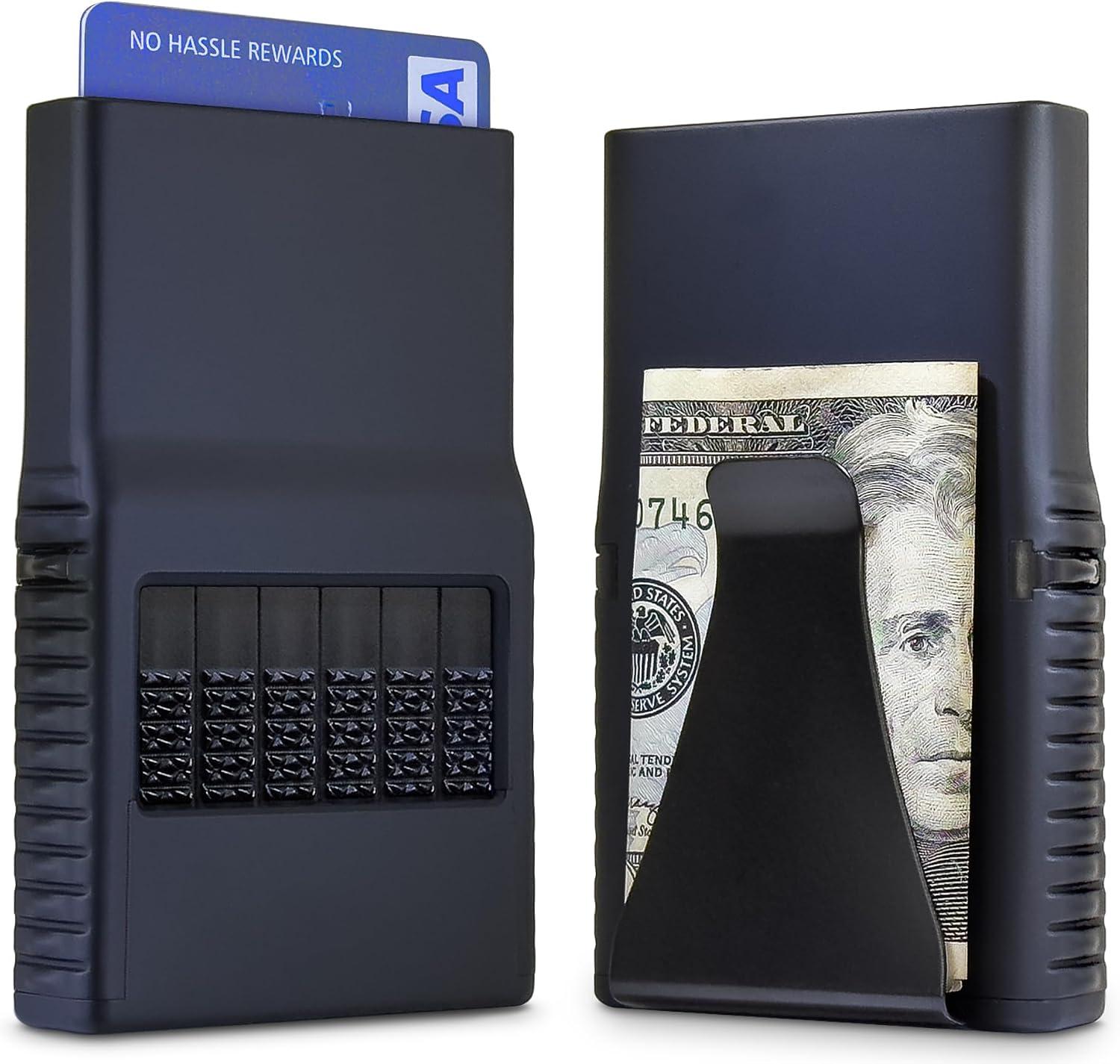 ACM 2.0 Featherweight Wallet - Exact Card Select and Storage - Patented Scratch & Damage Free Card Protection (Black Satin)