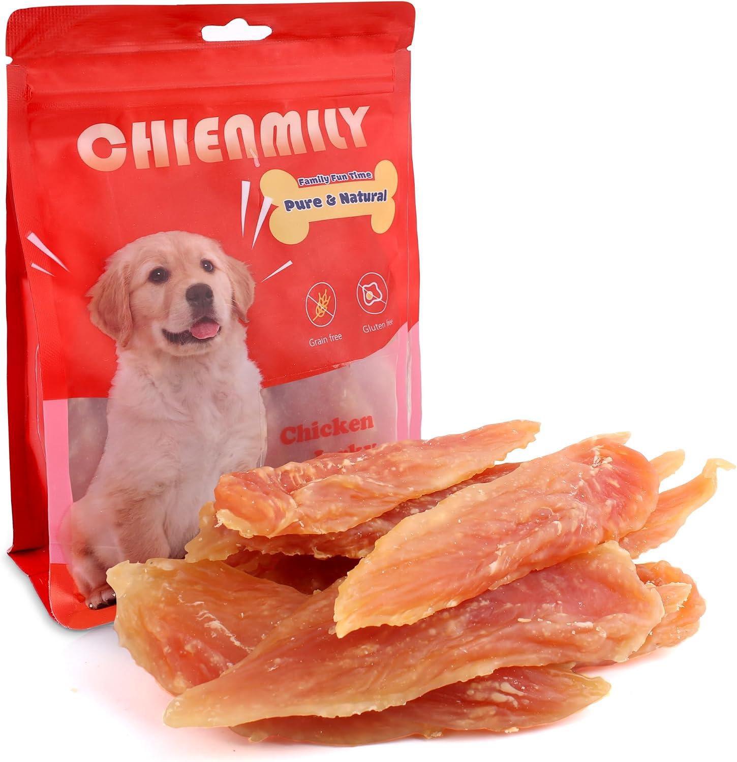 Chienmily Chicken Jerky Dog Treats, Made with Real Chicken Breast Dog Snacks, High Protein & Grain Free Training Treats, Low Fat Jerky Chews, 11.6 oz