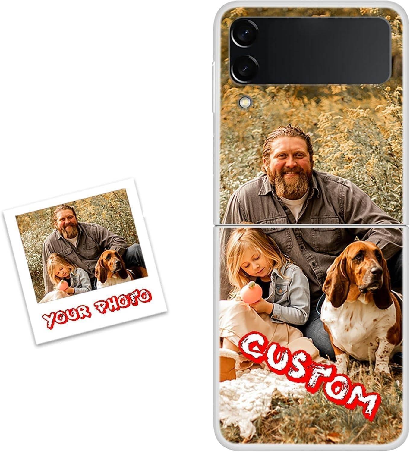 SISFIFWOW Customized Photo Case for Samsung Galaxy Z Flip 5 6 7, Personalized Picture Z Flip 3 4 Galaxy Z Flip Case PC Shell Anti-Drop Custom Phone Case Birthday Gift Protective Ph