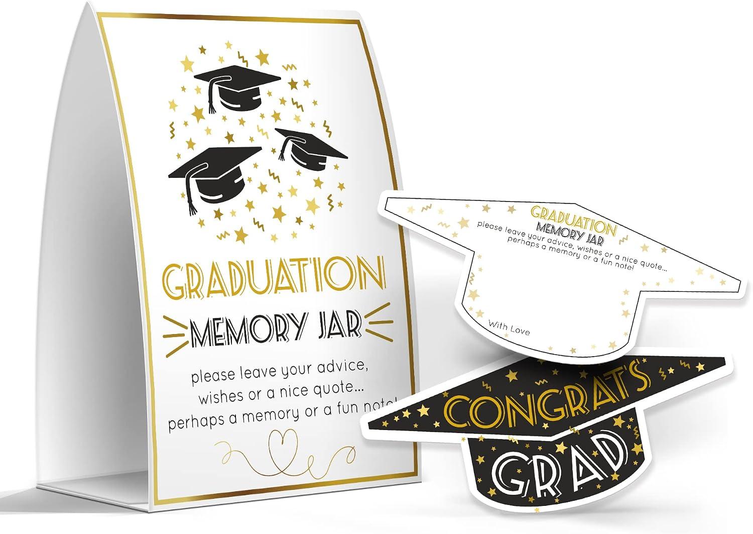 Graduation Memory Jar Cards - Pack of 1 Sign And 50 Memory Jar Cards, Graduation Party Supplies 2026(002)