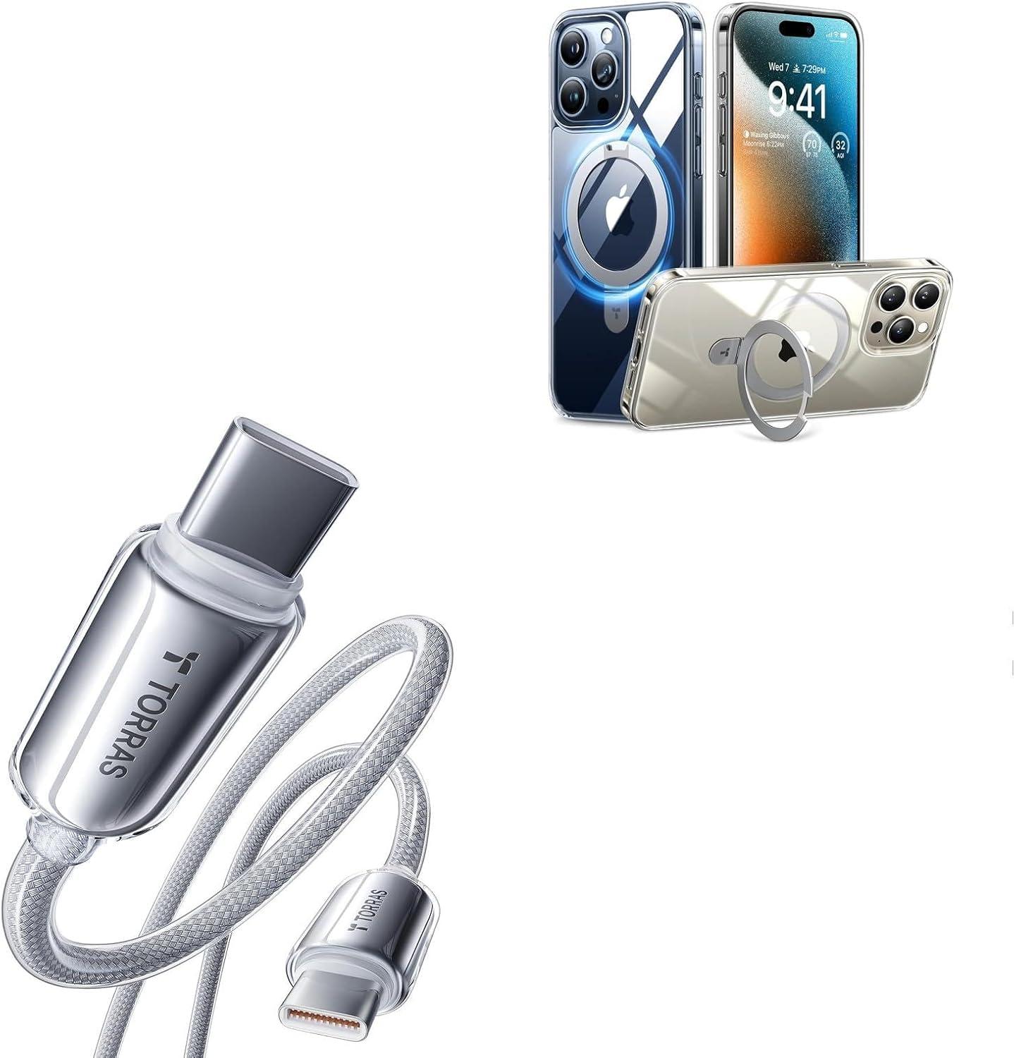 TORRAS iPhone 15 Pro Case with USB C Cable