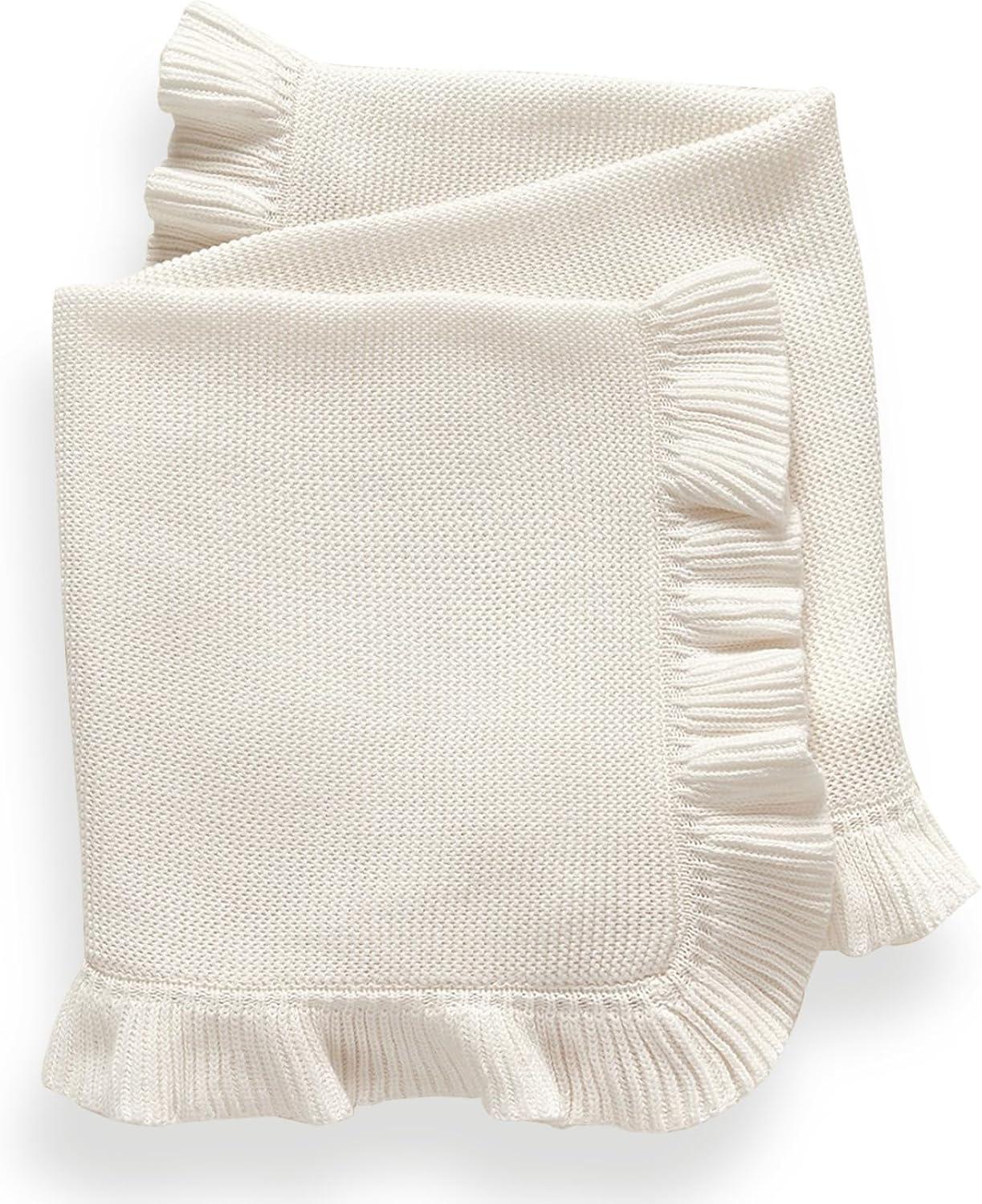 YCHWFF Knit Baby Blanket 40x30 for Boy & Girl Soft Swaddle Blanket (White)