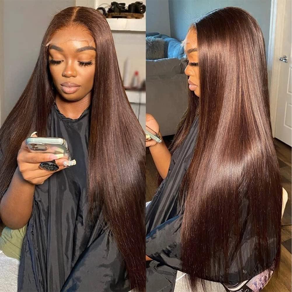 Hermosa Chocolate Brown Lace Front Wigs Human Hair Pre Plucked Pre Bleached