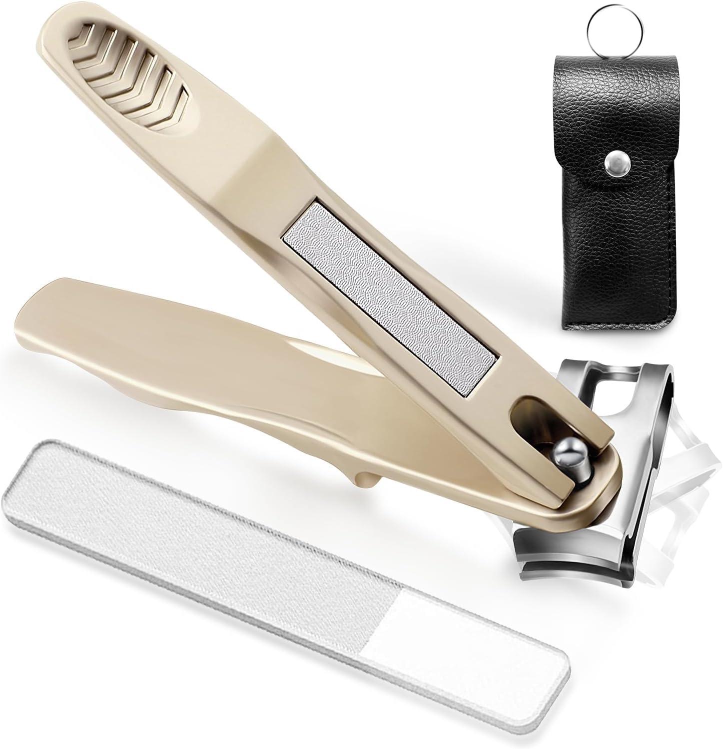 ILLFER 360° Rotating Nail Clipper for Elderly with Thick Hard Nails – Safety Edge Clippers for Seniors, Arthritis, Limited Mobility, Ergonomic Handle & Extra Wide Jaw, Manicure Kit